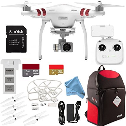 DJI Phantom 3 Standard with 2.7K Camera and 3-Axis Gimbal - ALL YOU NEED & MORE Accessory Kit   8GB & 32GB microSDHC Memory Card   Backpack for DJI Phantom Drones   MUCH MORE