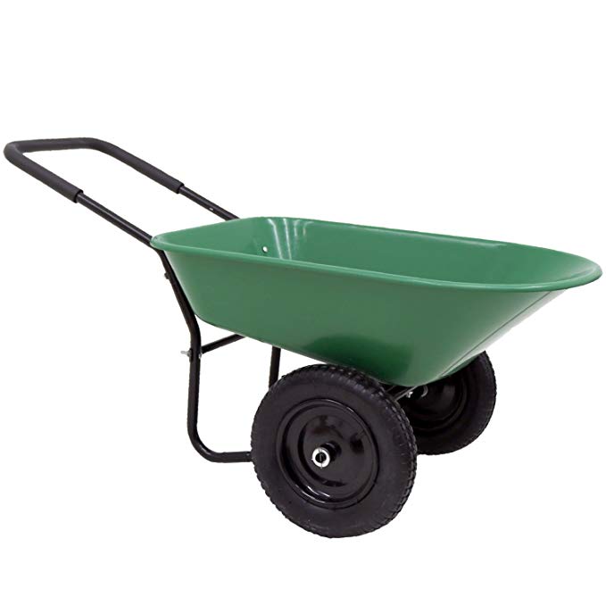 Oypla Heavy Duty Plastic Two Wheeled 70L Yard Garden Wheelbarrow Pneumatic Tyre