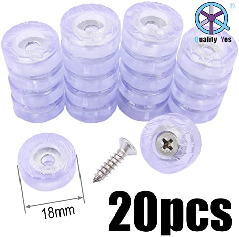 QY 20PCS 18mm Transparent Round Shape Rubber Non Slip Non Skid Feet Pad for Table Desk Chair and Sofa