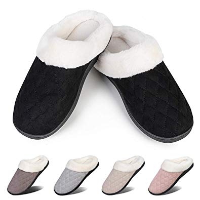 YALOX Slippers for Women Warm Memory Foam Slip on House Shoes Mens Cotton Comfortable Fleece Plush Cozy Home Bedroom Shoes Indoor & Outdoor