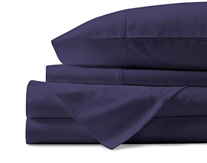 500 Thread Count 100% Cotton Sheet Plum King Sheets Set, 4-Piece Long-staple Combed Pure Cotton Best Sheets For Bed, Breathable, Soft & Silky Sateen Weave Fits Mattress Upto 18'' Deep Pocket