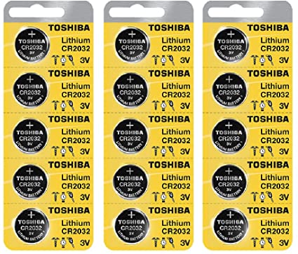 Toshiba CR2032 Battery 3V Lithium Coin Cell (15 Batteries)