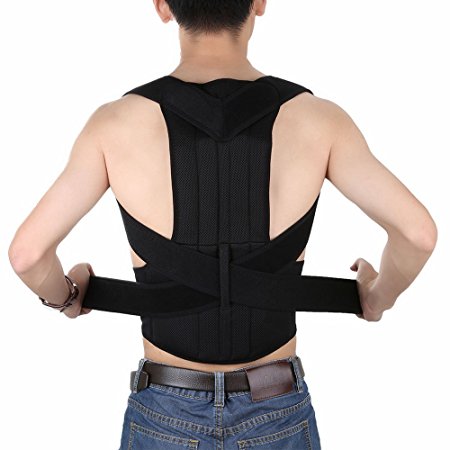 EagleUS Adjustable Men Women Posture Corrector Belt Strengthening the Back Support Strap Fastening Tape (XL)