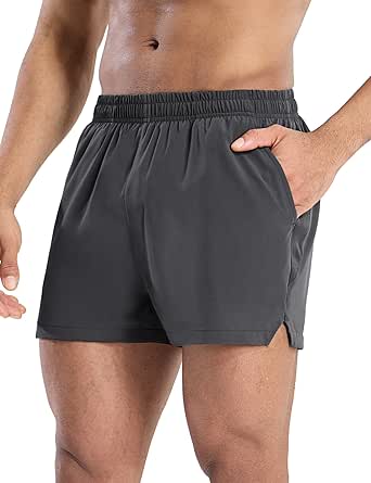 MIER Mens 3 Inch Shorts for Athletic Running Dry Fit Lightweight Workout Gym Active Shorts with Brief Liner, Pockets