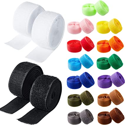 15 Colors 30 Yard Sew on Hook and Loop Tape 1 Inch Wide Nylon Fabric Magic Fastening Tapes Set Non-Adhesive Style for DIY Craft Supplies, Each Color Contains 1 Yard Hook and 1 Yard Loop