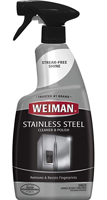 Weiman Stainless Steel Cleaner and Polish - Streak-Free Shine for Refrigerators, Dishwasher, Sinks, Range Hoods and BBQ grills - 22 fl. oz.
