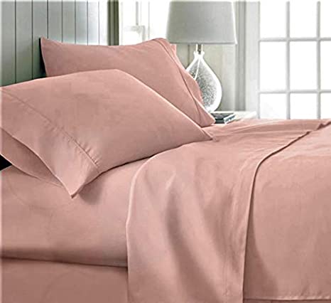 Queen Bed Sheets | Microfiber Bed Sheet Set | Soft, Wrinkle Resistant & Fade Stain Resistant Bedding | Set of 4 Pieces – 1 Flat Sheet, 1 Deep Pocket Fitted Sheet, 2 Pillowcases – Queen, Rose Gold