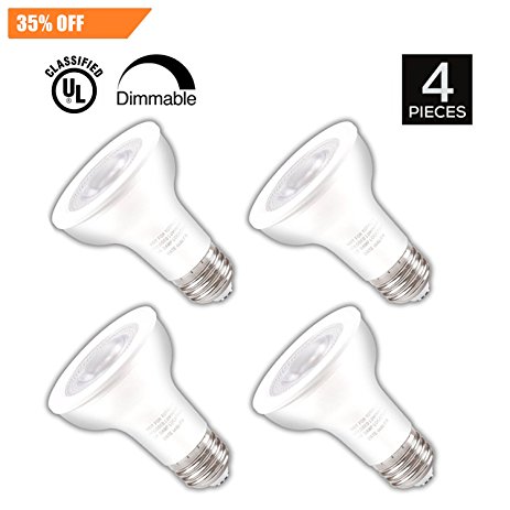TIWIN 4 PACK Par20 LED Bulbs - Dimmable 9W(60W Equivalent), 650 Lumens, 3000K Soft White E26 Base - Home/Track/Studio Lighting - UL LISTED