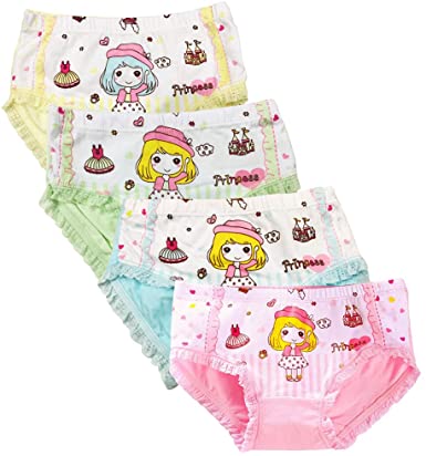 Core Pretty Kids Series Comfy Cotton Baby Underwear Little Girls Assorted Briefs Princess Panties(Pack of 4)