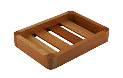 Beech Wood Flat Rectangle Wood Soap Dish Tray L 5¼ - W 4 - H ¾