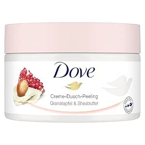 Dove Creme-Dusch-Peeling Granatapfel & Sheabutter Scrub Körper Peeling für geschmeidige Haut Hautpflege mit Jojobawachs-Perlen 225 ml