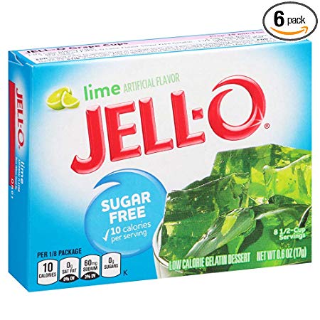 Jell-O Sugar-Free Lime Gelatin Mix 0.6 Ounce Box (Pack of 6)
