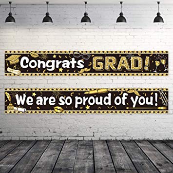 Graduation Party Decorations Graduation Party Banner Supplies 2019 - Congrats Grad Graduation Backdrop Photo Booth Wall Party Decor with 40 Glue Points (Congrats Grad, We are So Proud of You)