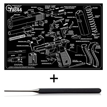 Gun Mat with Glock Diagram & Glock Compatible Disassembly Punch Tool - Bundle …