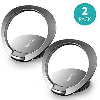 [2 Pack] Benks Magnetic Cell Phone Finger/Ring/Grip Stand Holder For iPhone X/ 8/ Plus/ 7/ 7 Plus/ SE/ 6S/ 6/ 6S Plus/ 6 Plus, Samsung Galaxy S8 Plus/ S7/ Google Pixel XL, Work with Car Mount