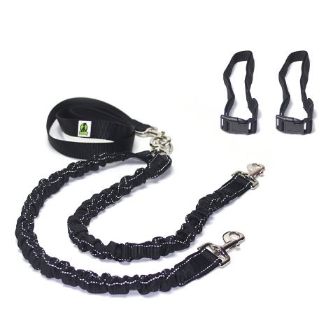 PetsAlly Double Dog Leash, Dual Dog Leash, Two Dog Leash No Tangle, 2 Bungee Leashes for 2 Dogs and Double Dog Leads