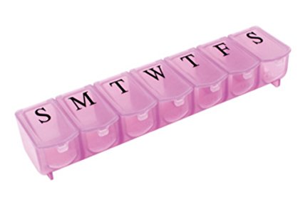 Apex 7-Day Ultra Bubble-Lok Pill Organizer (XL, Translucent Pink)