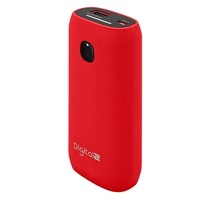 Digital2 Portable Battery PRO with LED Battery Life Indicator - Red (DP-4400F_RD)