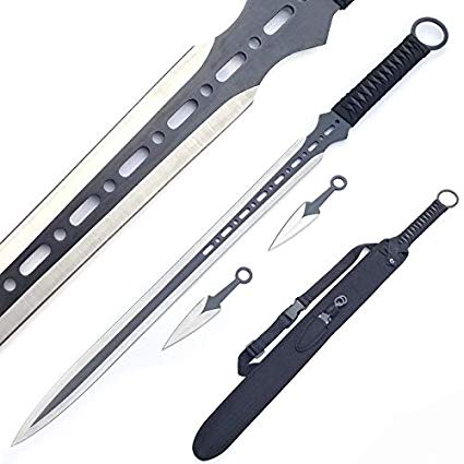 Ace Martial Arts Supply Full Tang Tactical Blade Katana/Ninja Sword/Machete/Throwing Knife, Black, 27-Inch