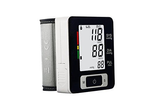 Fam-health Automatic Wrist Blood Pressure Monitor FDA Approved with Portable Case, Two User Modes, Adjustable Wrist Cuff,IHB Indicator and 90 Memory Recall --- White [2017 NEW VERSION] (Black)