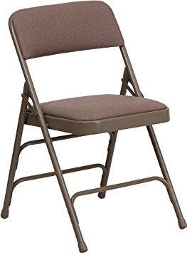 Flash Furniture HERCULES Series Curved Triple Braced & Double Hinged Beige Fabric Metal Folding Chair