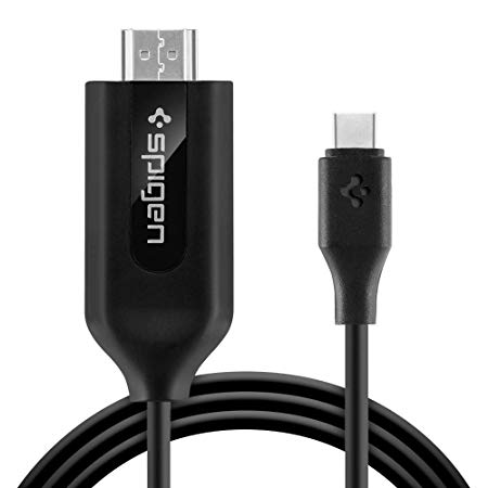 Spigen USB-C to HDMI Cable 2m/6.6ft [4K Ultra HD Thunderbolt 3] [Plug & Play] for Smartphones,Tables, Laptops with USB C Port also Compatible with Netflix, iTunes, Amazon Video [Not with Sky Go/Q]