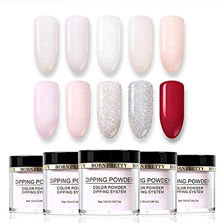BORN PRETTY Acrylic Nail Dipping Powder Nail Art for Dipping Nail Without Lamp Cure French Nail Manicure 10 Colors Set