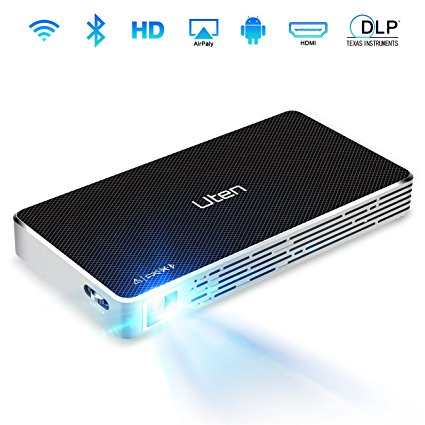 Video Projector Uten Portable Home Theater Rechargeable Projector Support 1080P  4400 mah Battery Capacity 150 mins Max Playing Time for Entertainment Game Laptop iPhone Andriod Smart Phones etc.