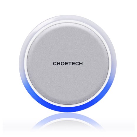 Wireless Charger with Smart Lighting Sensor - CHOE Circle Qi Wireless Charging Pad for Galaxy Note 5 S6 EdgeS6S6 Edge Nexus 456Nokia Lumia 950xl and Lumia 950 and All Qi-Enabled Devices