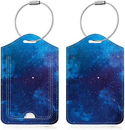 Famavala 2x Luggage Tags (Labels w/Magnet Close Privacy Cover) for Travel Bag Suitcase (BlueSky)