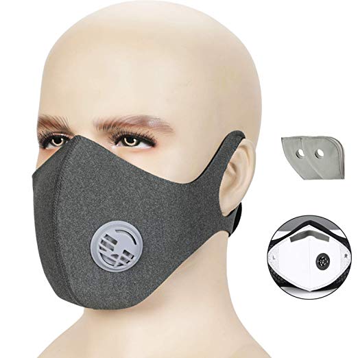 Dust Mask, Otato Activated Carbon Dustproof Masks with Earloop, Extra Filter Cotton Sheet and Valves for Cycling, Exhaust Gas, Anti Pollen Allergy, PM2.5, Woodworking