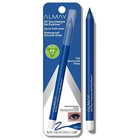 Almay All-Day Intense Gel Eyeliner, Longlasting, Waterproof, Fade-Proof Creamy High-Performing Easy-to-Sharpen Liner Pencil, 120 Nocturnal Navy, 0.028 oz.