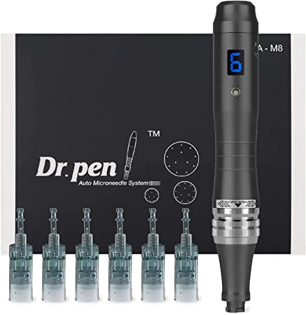 Dr. Pen M8 Microneedling Pen, Dr Pen Ultima M8 Professional Dermapen, Electric Wireless Derma Pen with 6 Replacement Cartridges Skin Care Tool Kit for Face and Body (3pcs 16-pin   3pcs 36 pin)