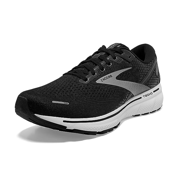 Brooks Ghost 14 Sneakers for Men Offers Soft Fabric Lining, Plush Tongue and Collar, and L Lace-Up Closure Shoes