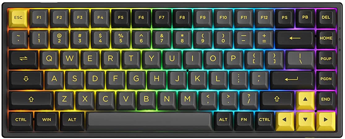 Akko Black&Gold 75% 3084B Plus 84-Key RGB Hot-swappable Mechanical Gaming Keyboard, 2.4G Wireless/Bluetooth/Wired with PBT Double-Shot Keycaps for Mac & Win (Akko Jelly Pink Switches)