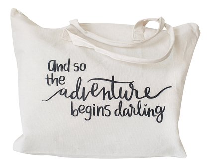 Canvas Tote Bag with Special Saying - Zipper Top, Interior Pocket, 100% Cotton