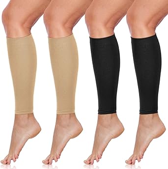 SATINIOR 4 Pairs Calf Compression Sleeve Leg Compression Sock Calf and Shin Support Relieve Calf Pain for Men Women Running