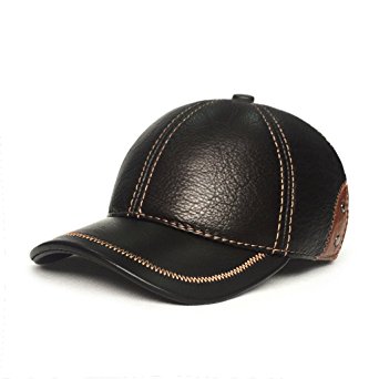 lethmik Baseball Cap Cowhide Cool Hats Adjustable Unisex Ball Cap
