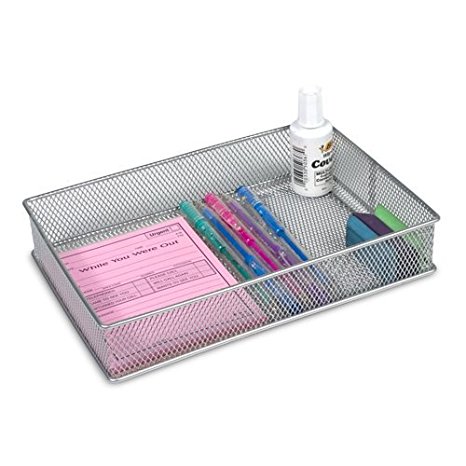Ybm Home Silver Mesh Drawer Cabinet and or Shelf Organizer Bins, School Supply Holder Office Desktop Organizer Basket 1590 (6x9)