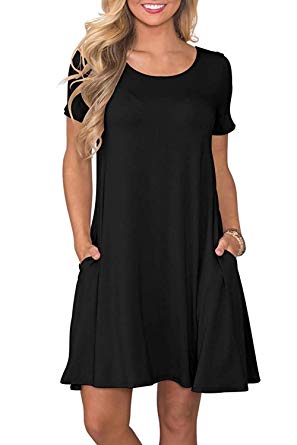 Fantastic Zone Women's Casual Summer T Shirt Dresses Short Sleeve Swing Dress with Pockets