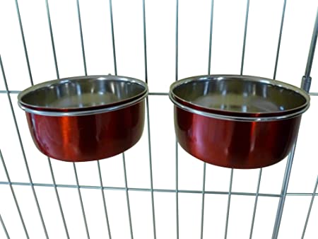 Ellie-Bo Pair of Dog Bowls for Crates/Cages or Pens,