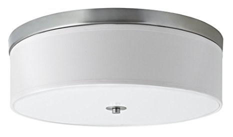 Linea di Liara Occhio 20.5-Inch Three-Light Ceiling Fixture, Brushed Nickel with a White Fabric Shade, Flushmount LL-C253-BN