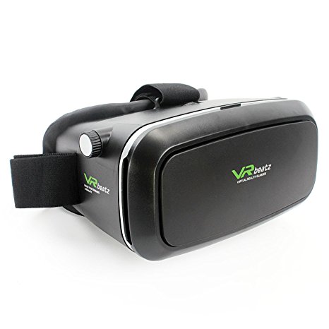 VR Headset Virtual Reality Goggles V2 by VR beatz - Deep Immersive Experience on 3D Movies & Games, Extra Ventilation, Light Weight & Comfortable, fits 4-6" iPhone Samsung Galaxy