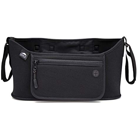 Nordic By Nature Detachable Stroller Organizer With Insulated Cup Holders | Universal Fit With Adjustable Holders | Doubles As Backseat Organizer | The Stroller Caddy Bag Every Mom Needs | Black Cotto