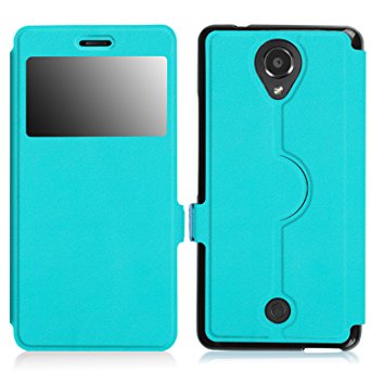 BLU R1 HD Case Cover - Famavala Ultra Slim Stand-able Premium Vegan Leather Case Cover For 5" BLU R1 HD SmartPhone (Blue)