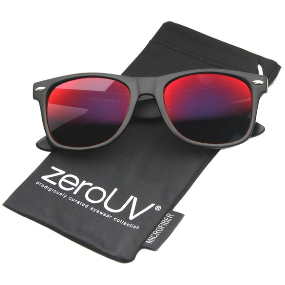 zeroUV - Flat Matte Reflective Revo Color Lens Large Horn Rimmed Style Sunglasses - UV400