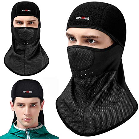 KINGBIKE Balaclava Ski Face Mask Windproof Men Women Warm Hood Winter Masks Thermal Fleece Fabric with Breathable Vents for Cold Cycling Skiing Motorcycle Snowboard Tactical Hunting(Black) (Style 2)