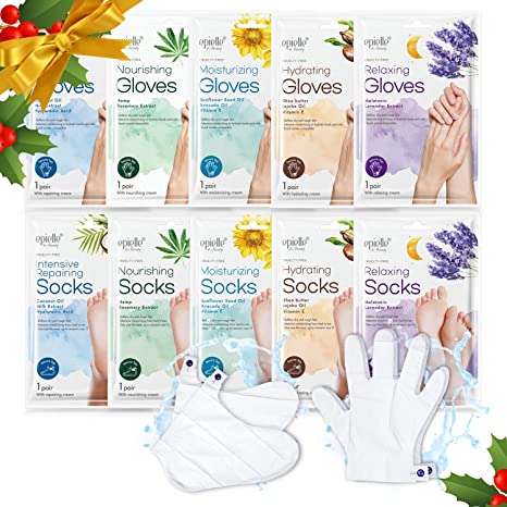 epielle New Moisturizing Socks and Gloves for Hand and Foot Care | Assorted 10 Pairs (5 Gloves & 5 Socks) | Holiday Stocking Stuffers |