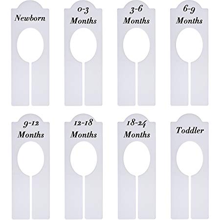 WILLBOND 8 Pieces Closet Dividers Baby Boy Girl Clothing Rack Size Dividers with Sizes Newborn to 18-24 Months