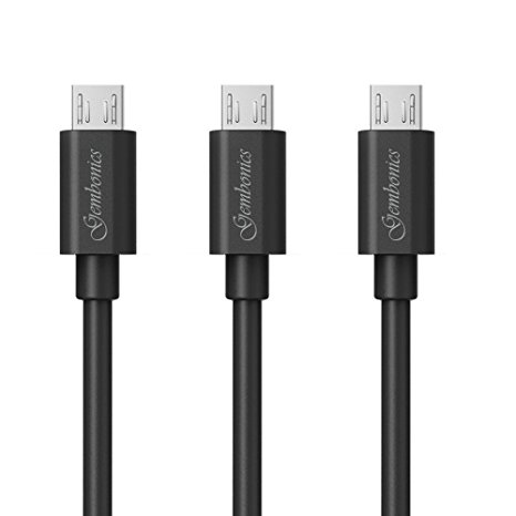 Micro USB Cables Gembonics [3-Pack] Premium 3ft High Speed USB 2.0 A Male to Micro B Sync and Charge Cables for Android, Samsung, HTC, Motorola, Nokia and other Micro USB Charged Devices (Black)